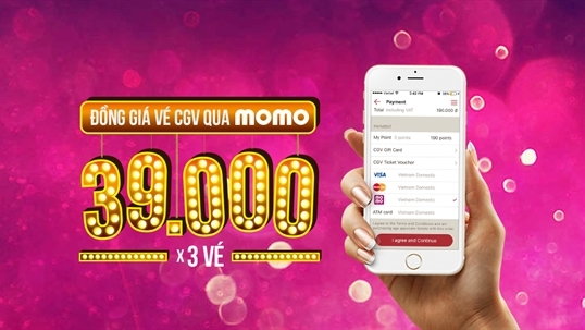 Chọn MoMo thanh toán tại Web/App CGV: 39.000 đồng/vé