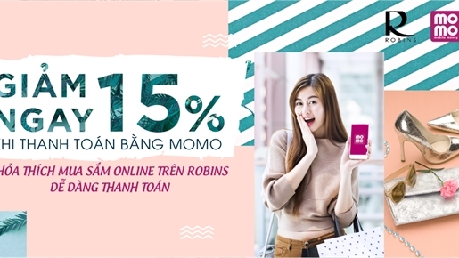 Nhập mã ‘momo’ giảm 15% lướt ROBINS mua sắm - thanh toán MoMo dễ dàng