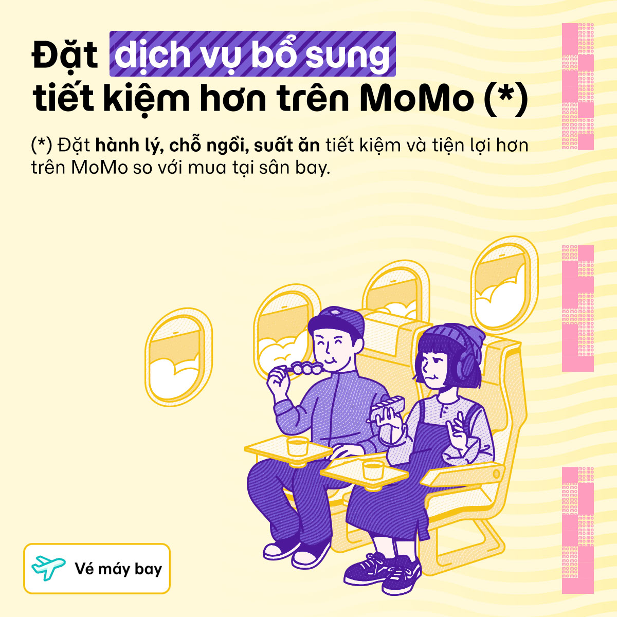 Dịch vụ đặt kèm vé bay: Mua thêm hành lý, chỗ ngồi, suất ăn tiết kiệm và tiện lợi hơn trên MoMo
