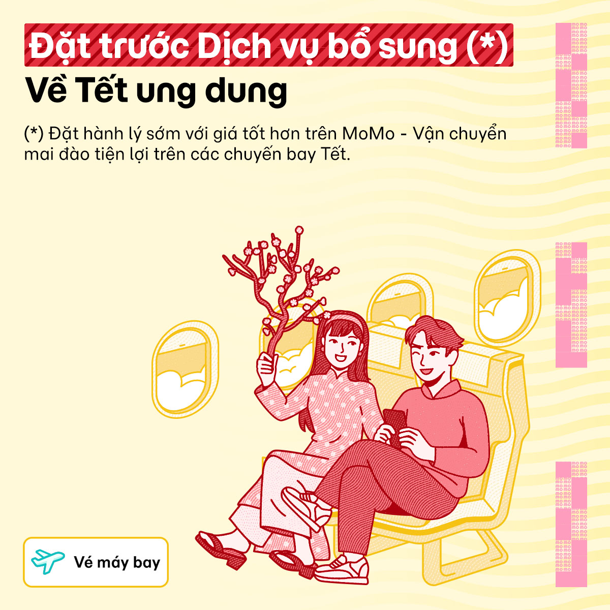 Dịch vụ bổ sung khi bay Tết: Đặt trước hành lý giá tốt trên MoMo Travel và vận chuyển thêm mai, đào