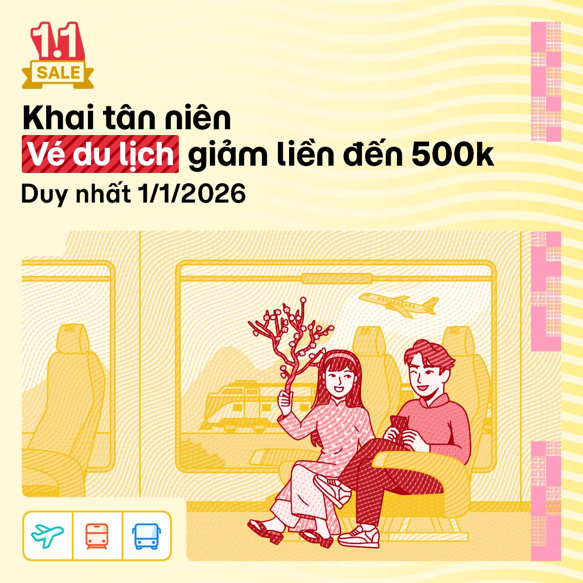 Sale 1.1: Khai tân niên, nhận lì xì liền deal du lịch đến 500.000đ từ MoMo Travel!