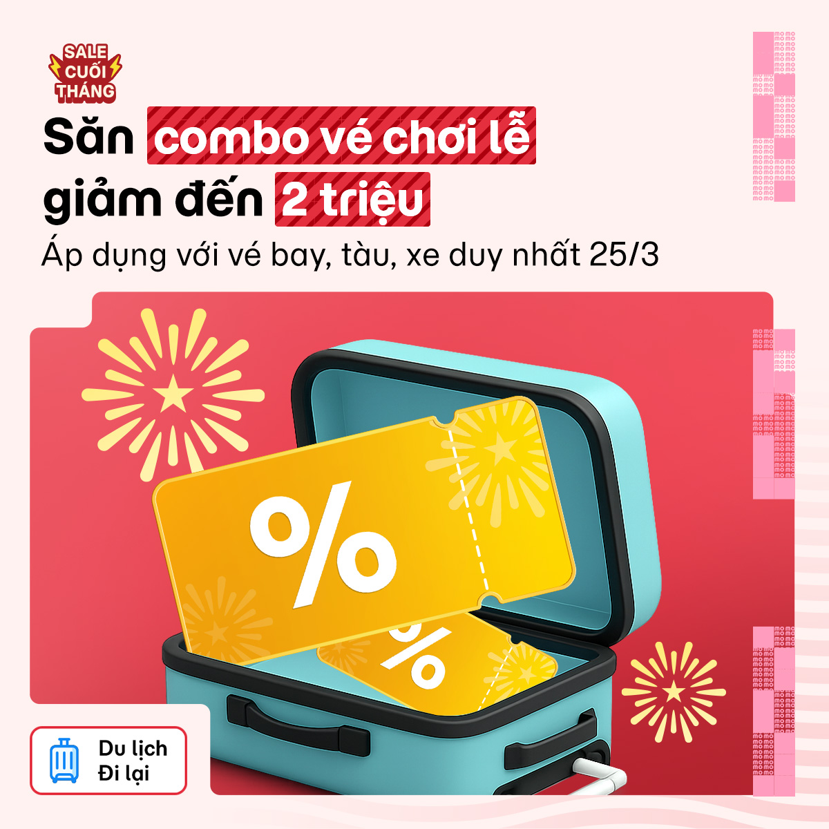 Sale cuối tháng - duy nhất 25.3: Combo du lịch lễ giảm đến 2 triệu trên MoMo Travel!