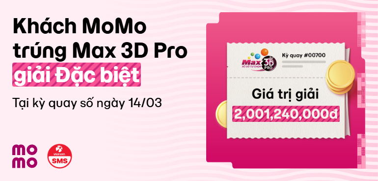 Khách hàng MoMo trúng giải Đặc Biệt Max 3D Pro hơn 2 tỷ
