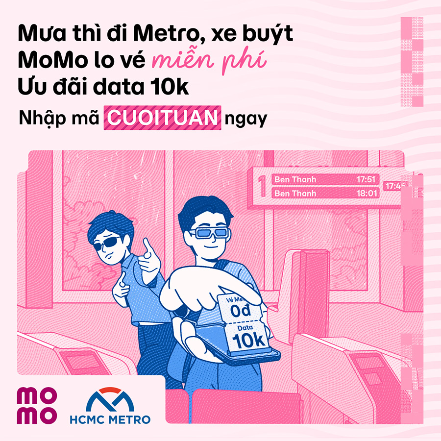 Nhập mã CUOITUAN, nhận ngay combo miễn phí vé xe buýt, Metro và ưu đãi data 4G/5G