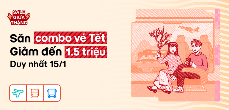 15.1 - Sale giữa tháng : Săn combo vé Tết giảm đến 1.5 triệu trên MoMo Travel!