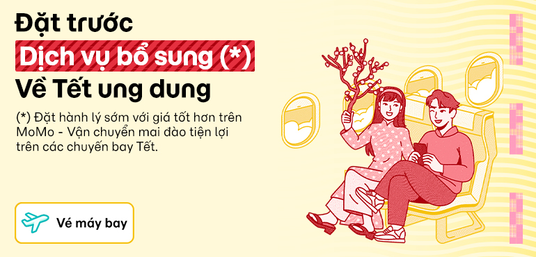 Dịch vụ bổ sung khi bay Tết: Đặt trước hành lý giá tốt trên MoMo Travel và vận chuyển thêm mai, đào