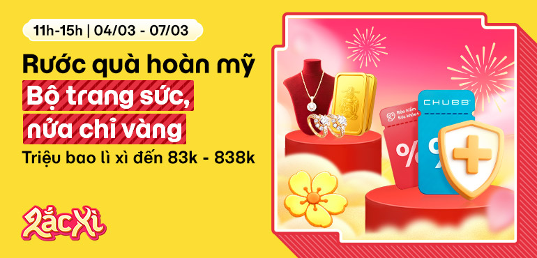 11h-15h từ 04/03 - 07/03: Săn 3 bộ trang sức vàng PNJ, 10 miếng vàng & lì xì đến 838K