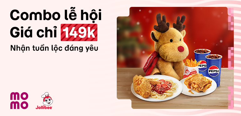Rộn ràng lễ hội với combo Jollibee chỉ 149.000đ tặng tuần lộc xinh yêu