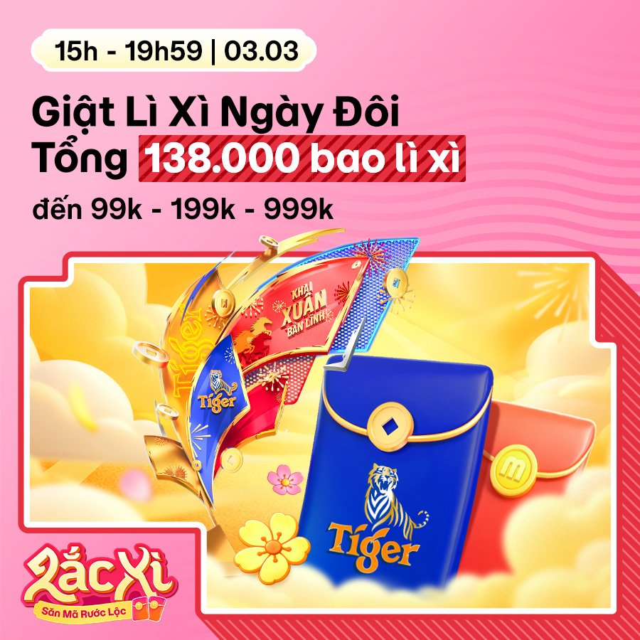 Giật Lì Xì Ngày Đôi 03.03: Tổng 138.000 bao lì xì đến 999K