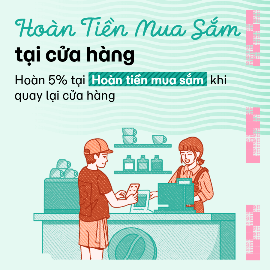 Nhận tiền hoàn 5% tại Hoàn tiền mua sắm trên MoMo khi quay lại cửa hàng.
