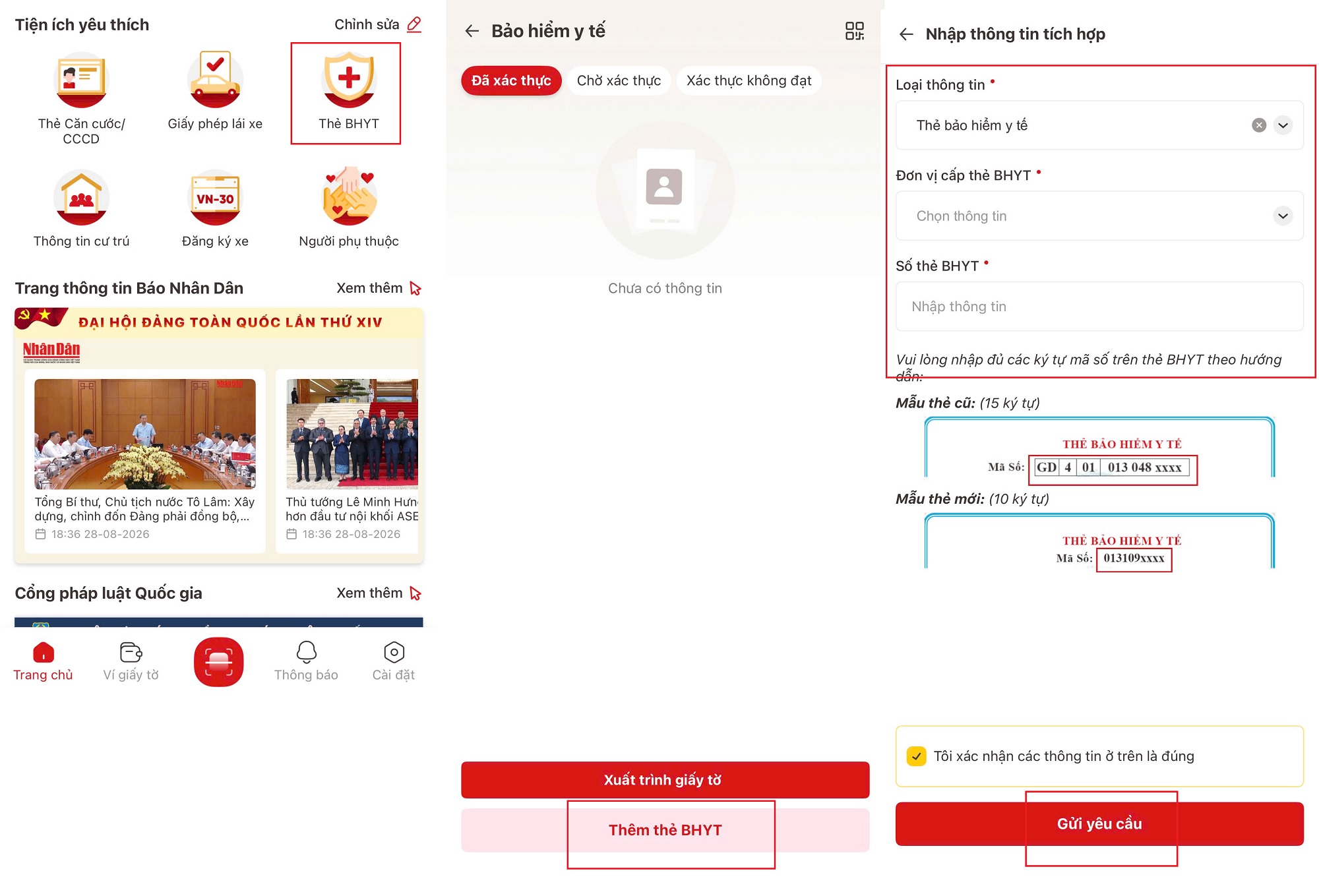 Cách tích hợp thẻ BHYT trên Vneid