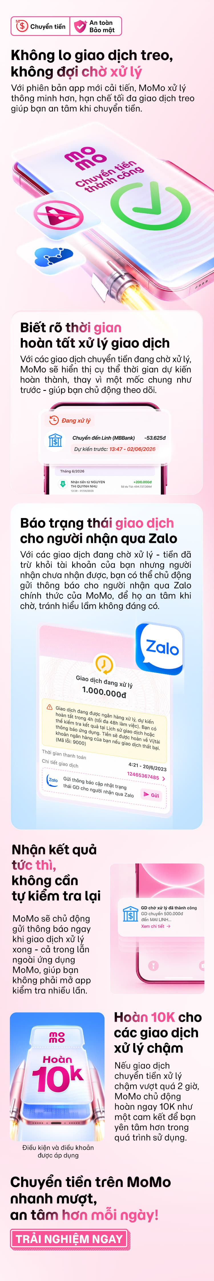 Chuyển tiền mượt hơn bao giờ hết, không cần đợi chờ xử lý!
