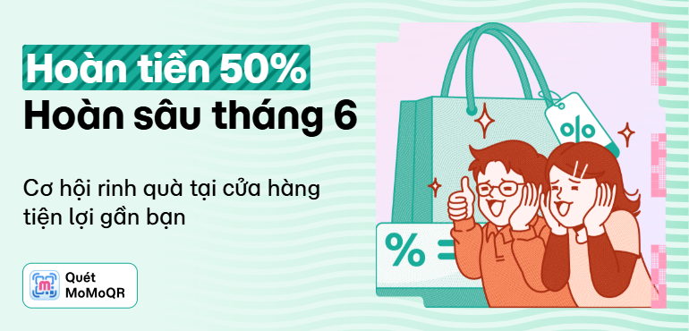 Hoàn tiền 50% tới 30.000đ khi thanh toán bằng MoMo tại cửa hàng tiện lợi.