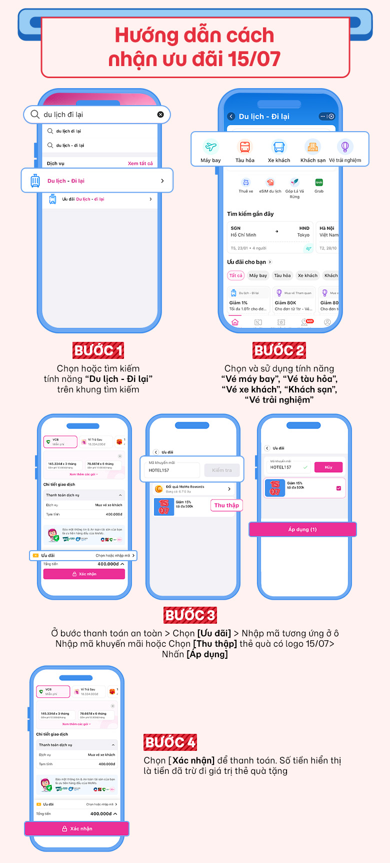 15.7 - Bùng nổ ưu đãi giữa tháng, săn vé du lịch hời đến 500K