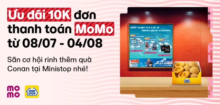 Thanh toán MoMo giảm 10.000đ tại Ministop và cơ hội rinh quà Conan xịn