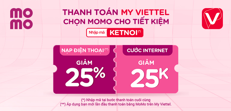 Giảm đến 40.000Đ khi thanh toán bằng MoMo trên ứng dụng My Viettel