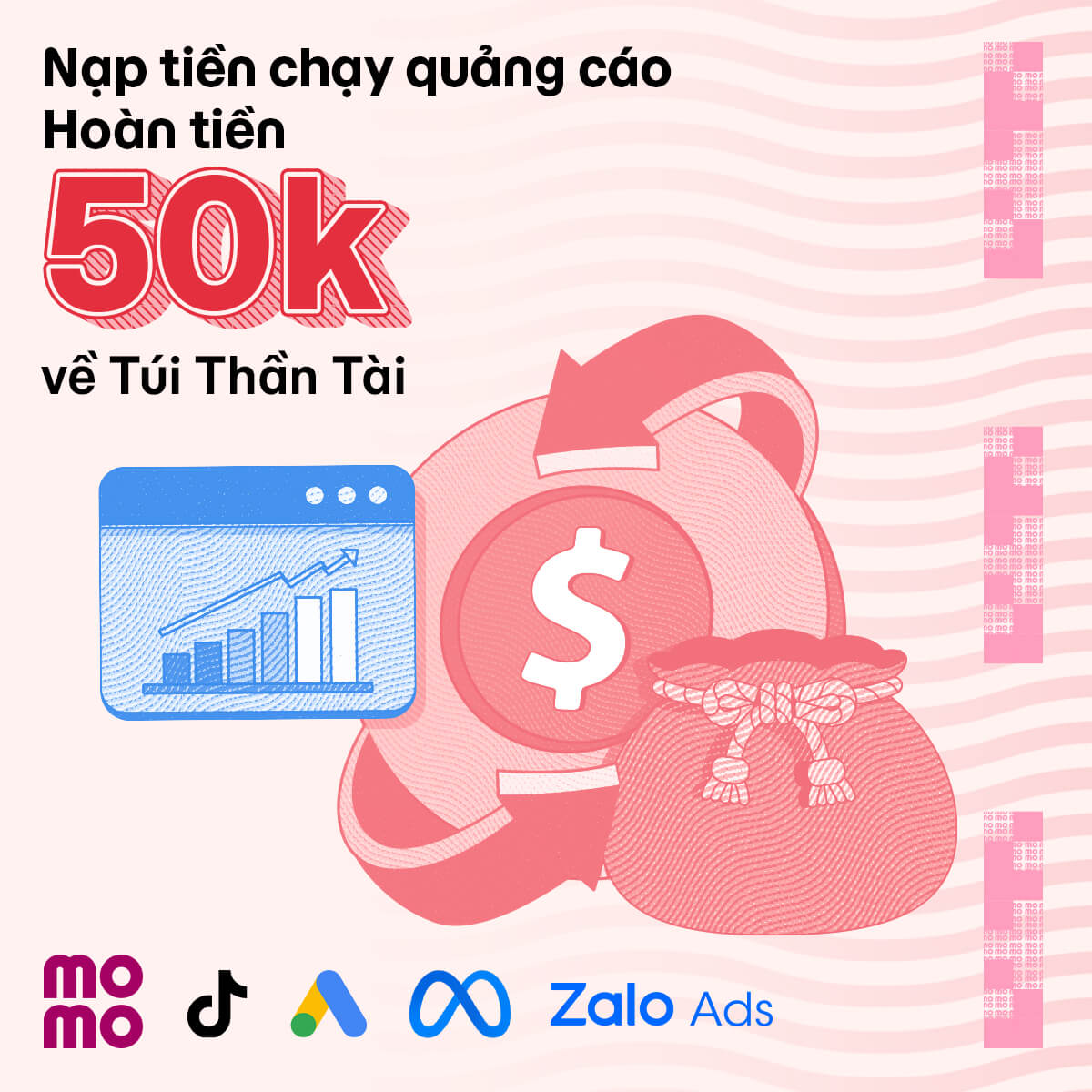 Ở đây có hoàn tiền 50K về Túi Thần Tài khi nạp tiền chạy quảng cáo ngay hôm nay!