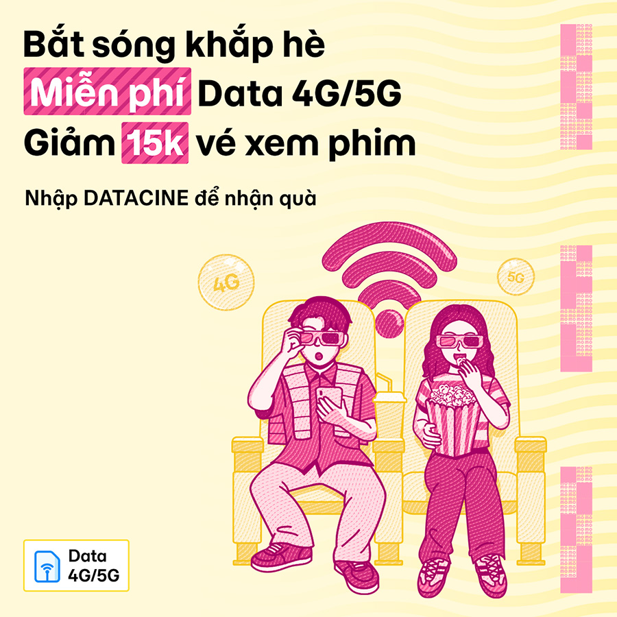 MoMo tặng bạn Combo quà nóng nhất hè này: miễn phí Data 4G/5G 1 ngày + giảm đến 15K vé xem phim, lấy ngay!