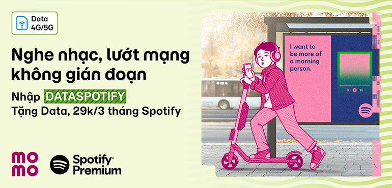 Nghe Spotify bị rớt mạng? Có MoMo, an tâm nghe nhạc, lướt mạng không gián đoạn!