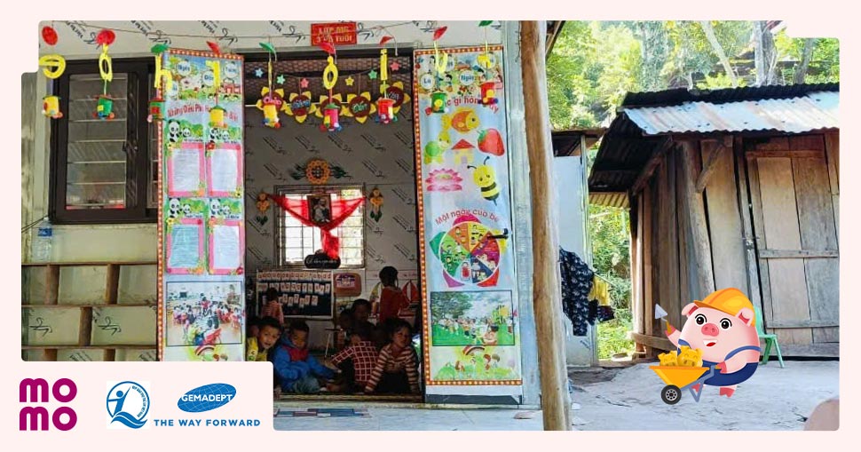 Điểm trường Huổi Hốc thuộc Trường Mầm non Bảo Nam hiện đang là nơi học tập của 64 em nhỏ 