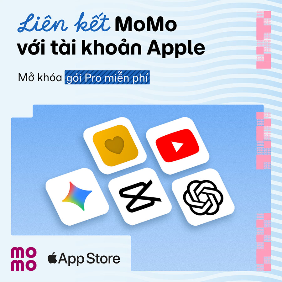 Liên kết tài khoản Apple với MoMo, mở khóa gói pro Capcut, Gemini, ChatGPT, Locket,... miễn phí