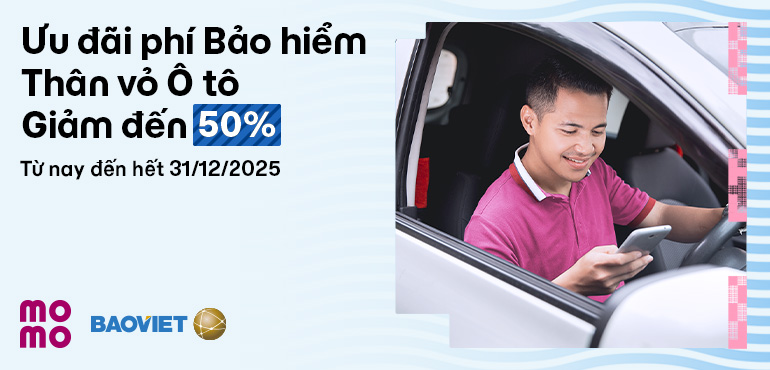 Ưu đãi cuối năm: Sở hữu Bảo hiểm Vật chất/Thân vỏ Ô tô tiết kiệm đến 50%, chỉ có trên MoMo!