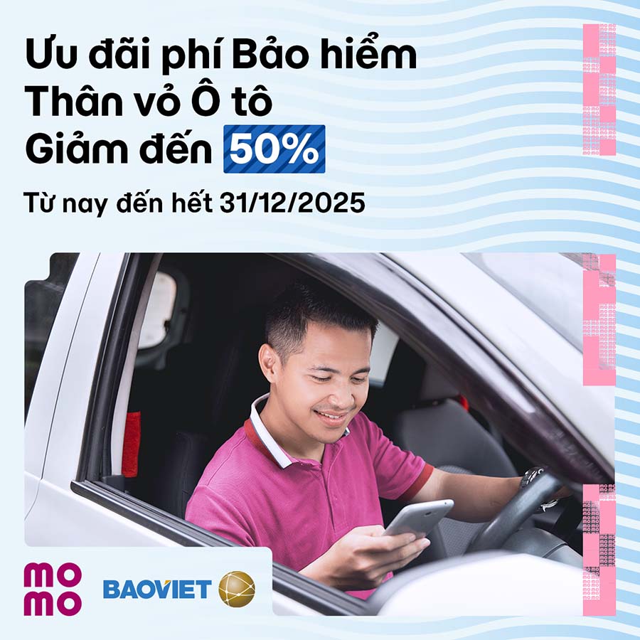 Ưu đãi cuối năm: Sở hữu Bảo hiểm Vật chất/Thân vỏ Ô tô tiết kiệm đến 50%, chỉ có trên MoMo!