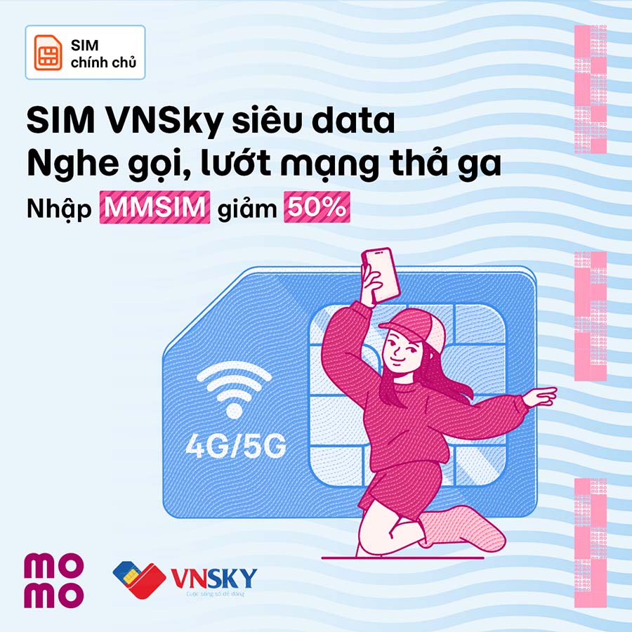 Giảm 50% khi mua SIM chính chủ VNSKY trên MoMo