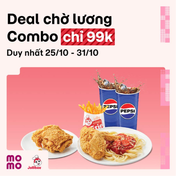 Deal xịn đón lương: Combo Jollibee rẻ không tưởng chỉ 99.000đ