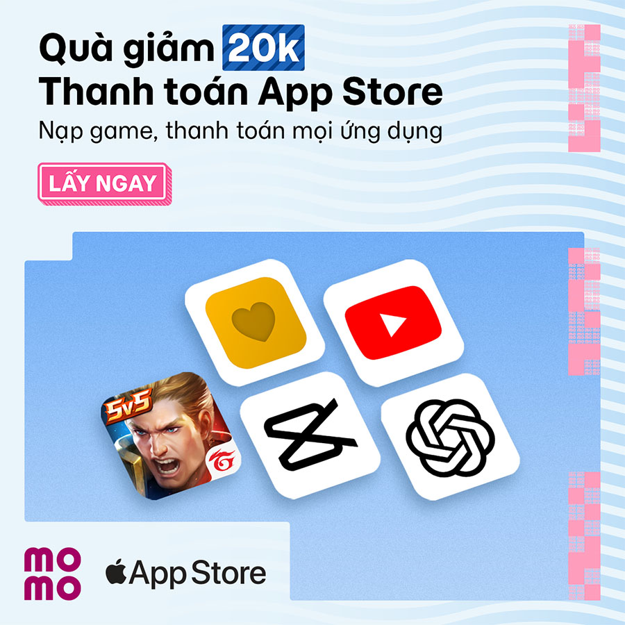 Thanh toán in-app với MoMo: Giảm ngay 20.000đ, giải trí không giới hạn