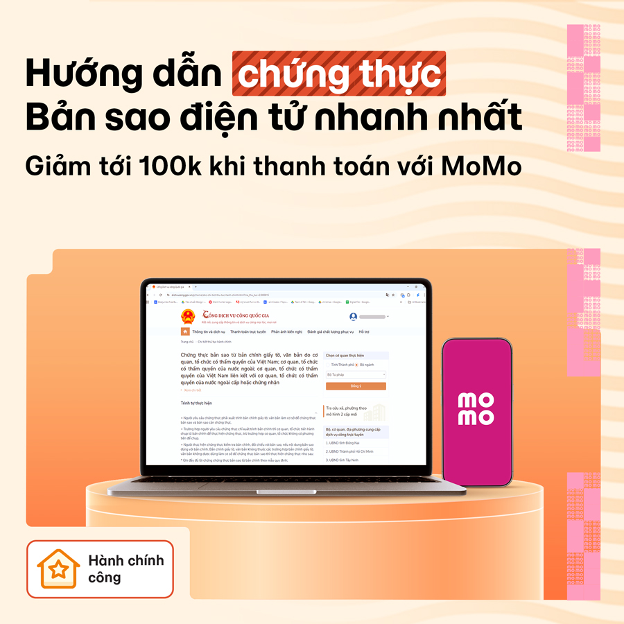 Hướng dẫn thanh toán lệ phí chứng thực bản sao điện tử từ bản chính dễ dàng