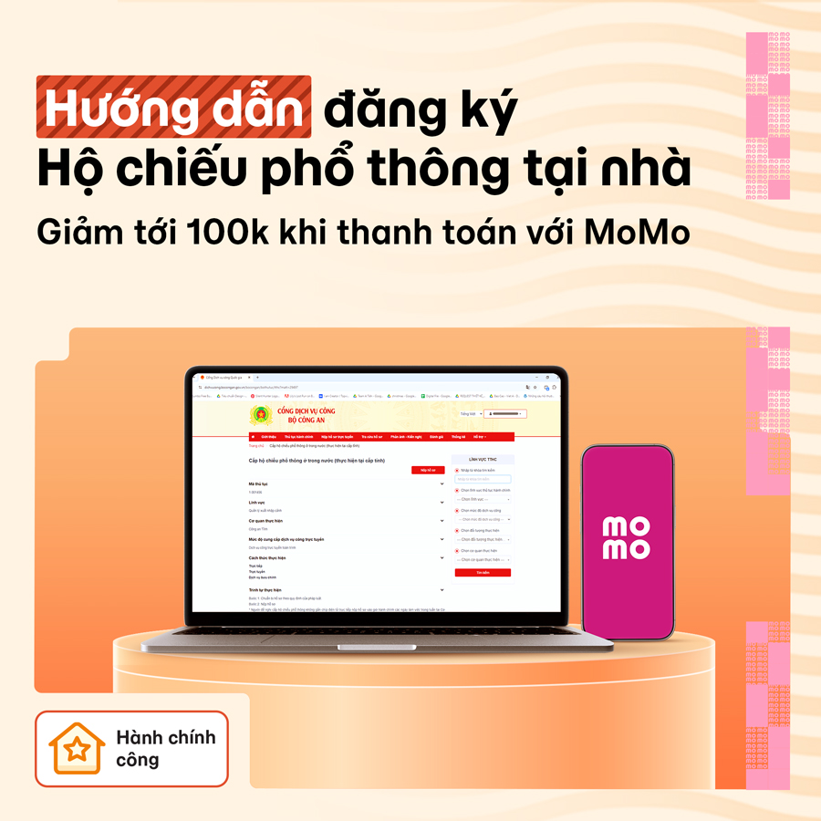 Hướng dẫn đăng ký hộ chiếu phổ thông tại nhà và thanh toán với MoMo