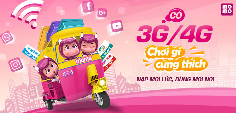 Chạm tay lướt mạng mọi nơi với dịch vụ mua/nạp mã thẻ 3G/4G từ Ví MoMo