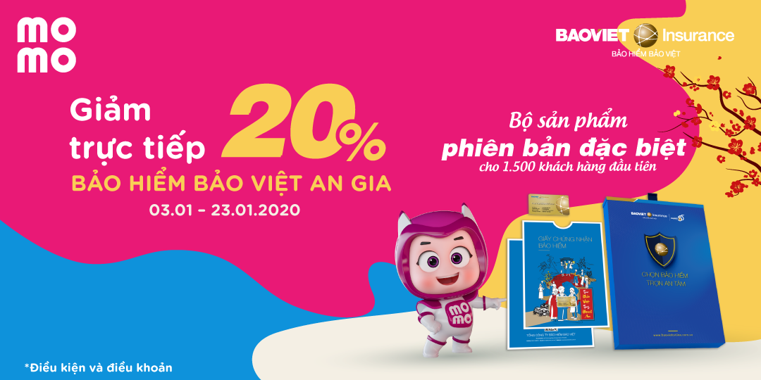 Giảm 20% khi mua bảo hiểm sức khỏe Bảo Việt An Gia trên Ví MoMo