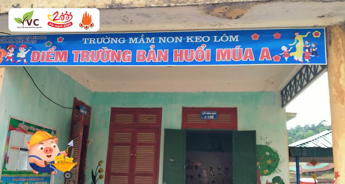 Góp Heo Vàng xây dựng điểm trường Huổi Múa A, tỉnh Điện Biên cho các em có phòng học kiên cố, an tâm học tập.