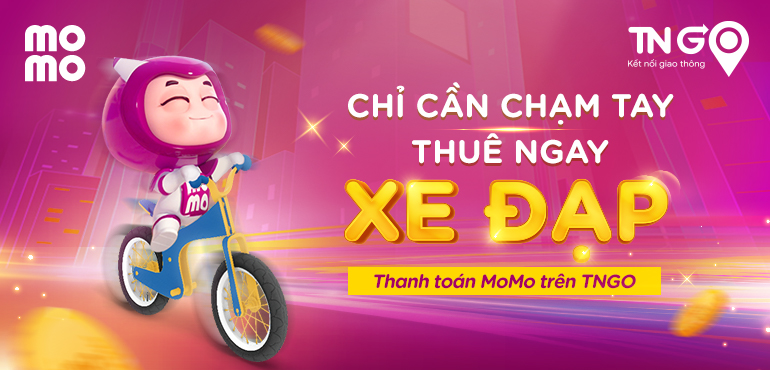 Nạp tiền ứng dụng thuê xe đạp TNGO bằng MoMo: Siêu tốc, an toàn, nhận xe trong tích tắc
