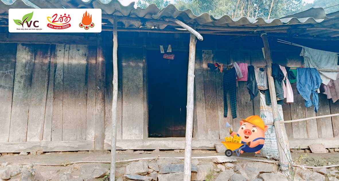 Góp Heo vàng xây dựng nhà hạnh phúc cho em Lầu Y Đơ mồ côi cha, mẹ bị tàn tật ở tỉnh Nghệ An có căn nhà che nắng che mưa kiên cố, không sợ gió bão.