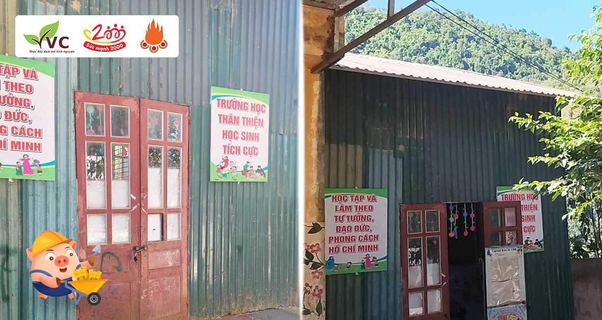 Góp Heo Vàng xây dựng thêm phòng học điểm trường Tỉnh B, tỉnh Điện Biên để các bé không phải học trong nhà tôn chật chội, nóng bức.