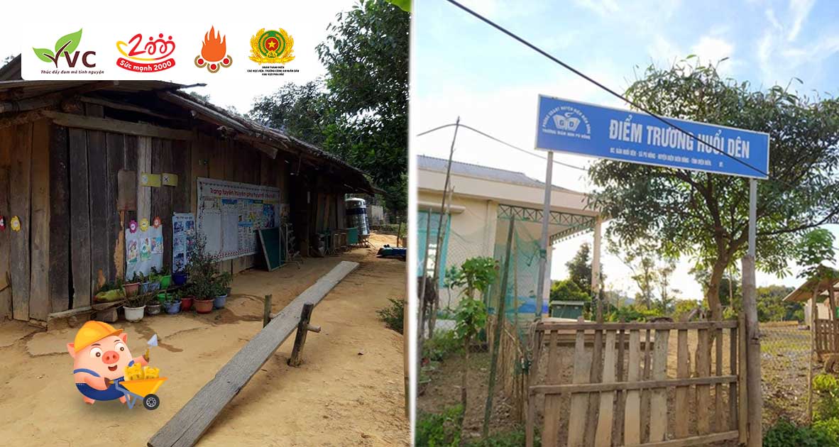 Góp Heo vàng cải tạo và xây mới phòng học điểm trường Mầm non bản Huổi Dên - tỉnh Điện Biên để các bé nhà trẻ có phòng học tươm tất và an toàn hơn.