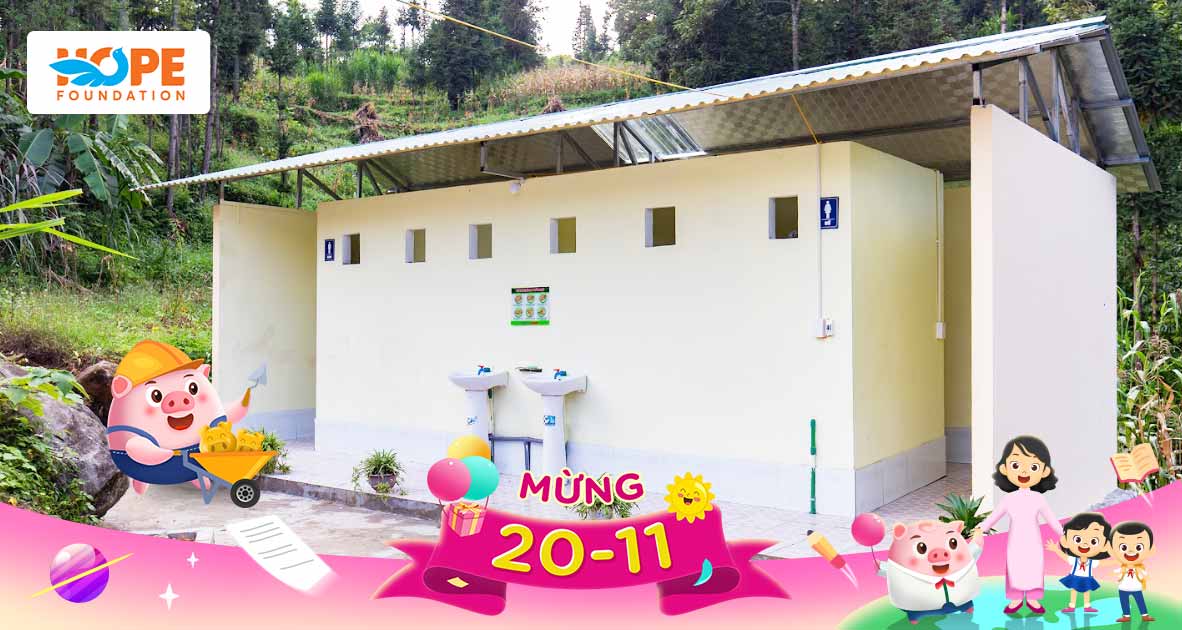 Góp Heo Vàng xây thêm 20 nhà vệ sinh mới thay thế các công trình vệ sinh trường học đã xuống cấp tại Sơn La và Thái Bình cùng Quỹ Hy Vọng