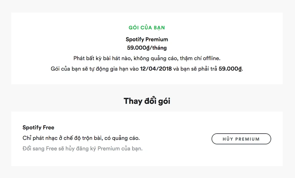 Hướng dẫn cách hủy gói Spotify Premium