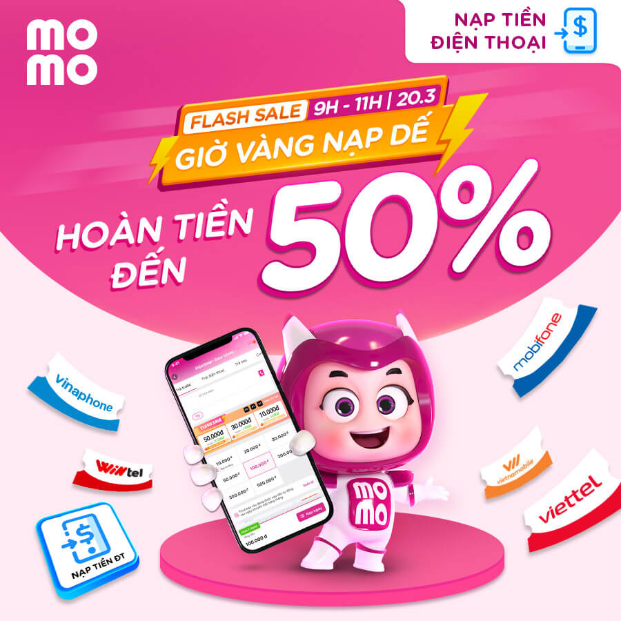 Siêu giờ vàng nạp điện thoại, khuyến mãi hoàn tiền đến 50%!