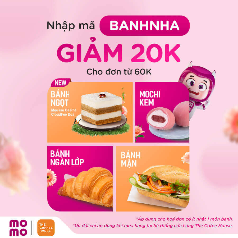Ăn bánh uống trà, chuyện trò rôm rả - Có MoMo giảm 20K tại The Coffee House!