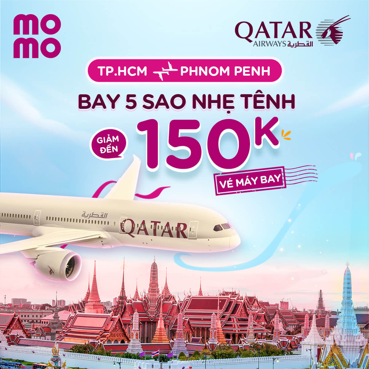 Deal giảm 150.000Đ chặng Sài Gòn - Phnom Penh, bay 5 sao nhẹ tênh cùng MoMo Travel