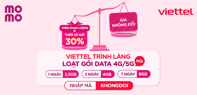 Giảm đồng loạt 30% mừng Viettel ra mắt gói Data 4G/5G mới, dung lượng nhiều hơn, giá không đổi!