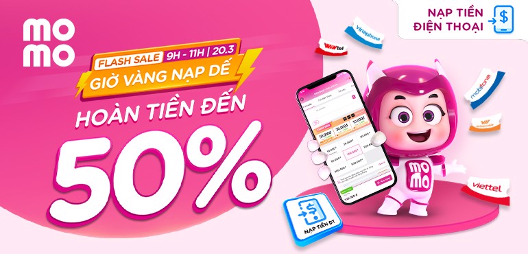 Siêu giờ vàng nạp điện thoại, khuyến mãi hoàn tiền đến 50%!