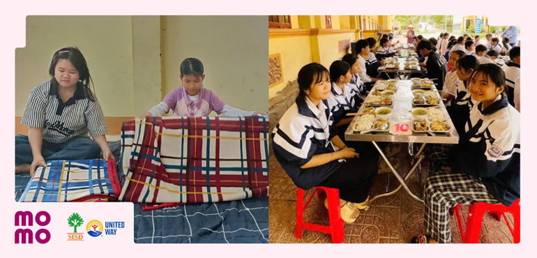 Hỗ trợ 500 em nhỏ chịu ảnh hưởng bởi bão lũ tại trường THCS Thạch Giám, Nghệ An