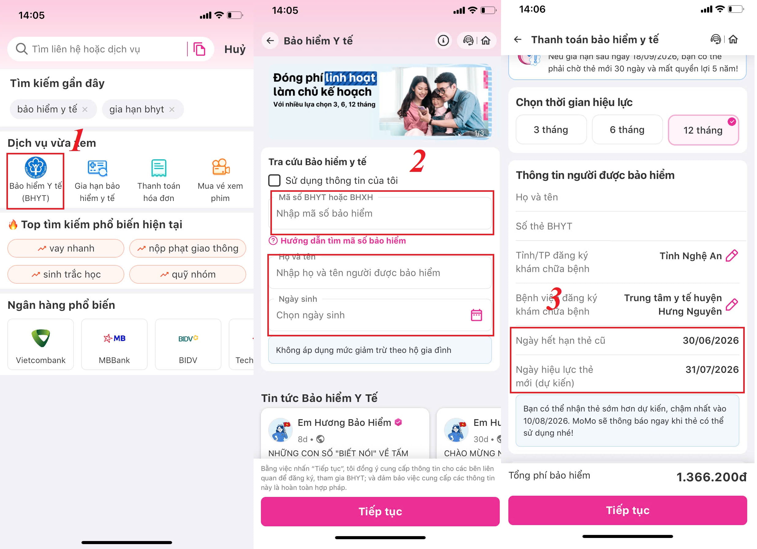 Tra cứu giá trị sử dụng thẻ BHYT qua ứng dụng Momo