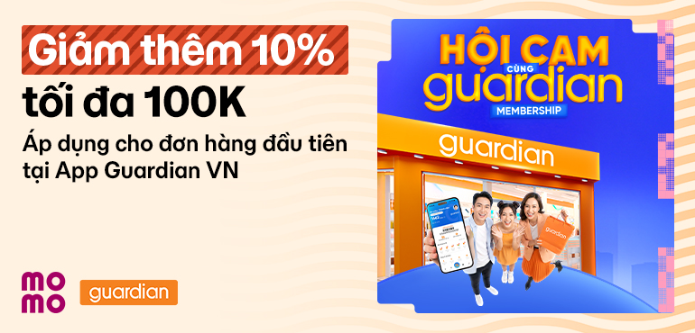 Giảm thêm 10% tối đa 100.000đ trên app Guardian VN với mã MOMOBEAUTY cực hời