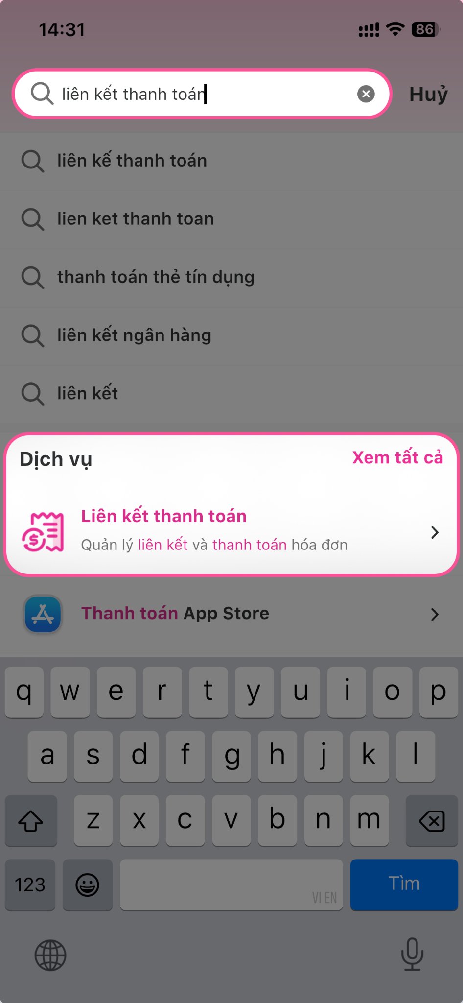 Kiểm tra liên kết, thanh toán
